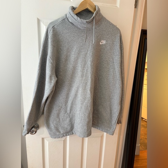 Nike women’s grey club fleece oversized mock neck sweater large fits XL-xxl - Picture 2 of 12